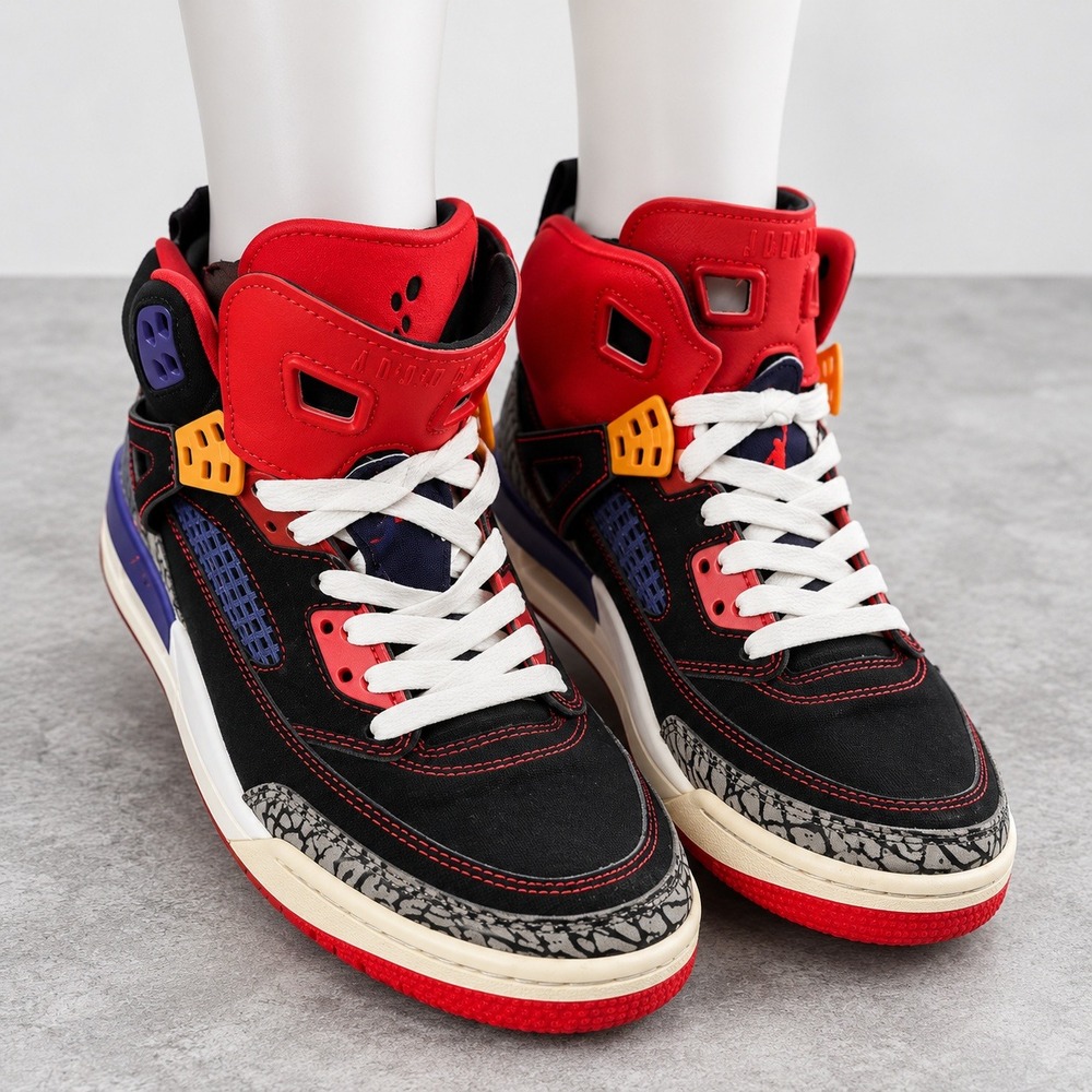 Jordan Spizike Sneakers Mens Black Red Purple Elephant Print 315371-050